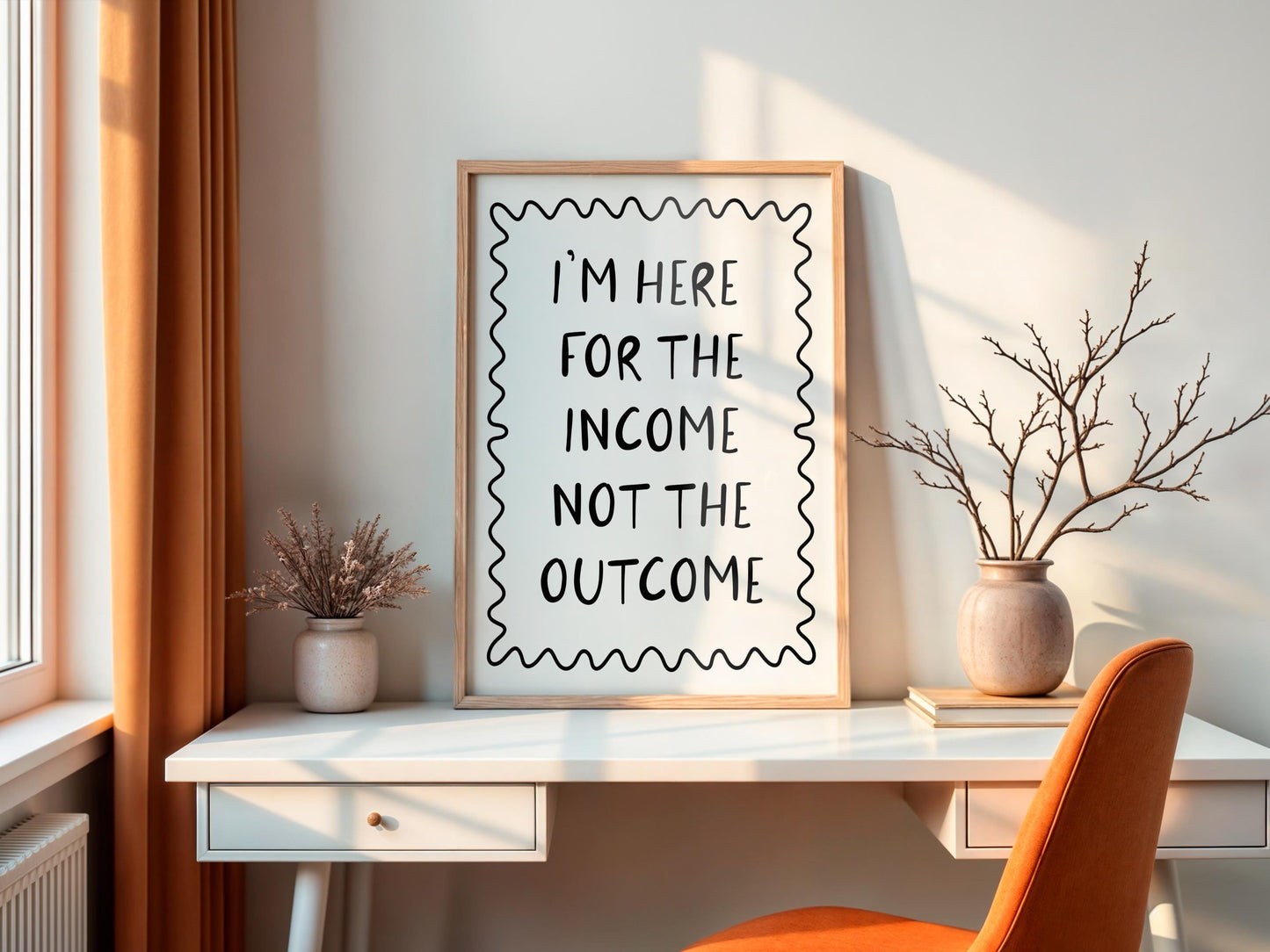 Here For The Income Not The Outcome Print | Black White Office Decor, Funny Office Quote, Cheeky Office Prints, Work Motivation Art Prints