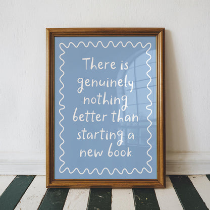 Nothing Better Than a New Book Print | Blue Book Print, Blue Book Club Wall Art, Cute Reading Prints, Gift for Book Lover, Book Themed Gifts