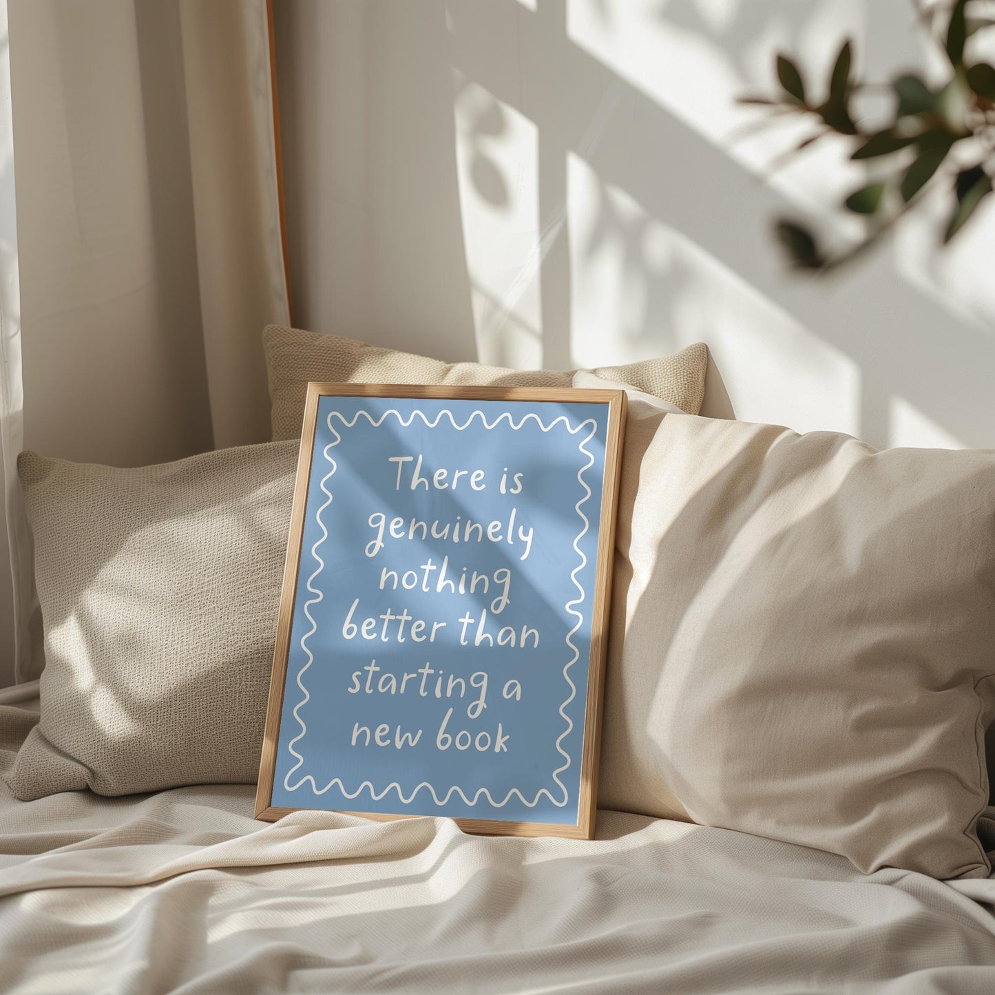 Nothing Better Than a New Book Print | Blue Book Print, Blue Book Club Wall Art, Cute Reading Prints, Gift for Book Lover, Book Themed Gifts