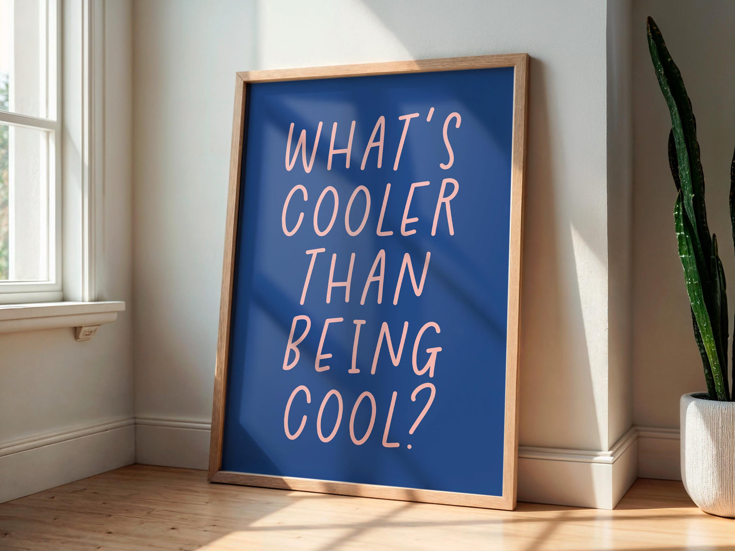 What's Cooler Than Being Cool Electric Blue Print | Fun Lyric Print, Blue and Pink Lyric Art, Playroom Lyric Print, Cool to Be Cool Wall Art