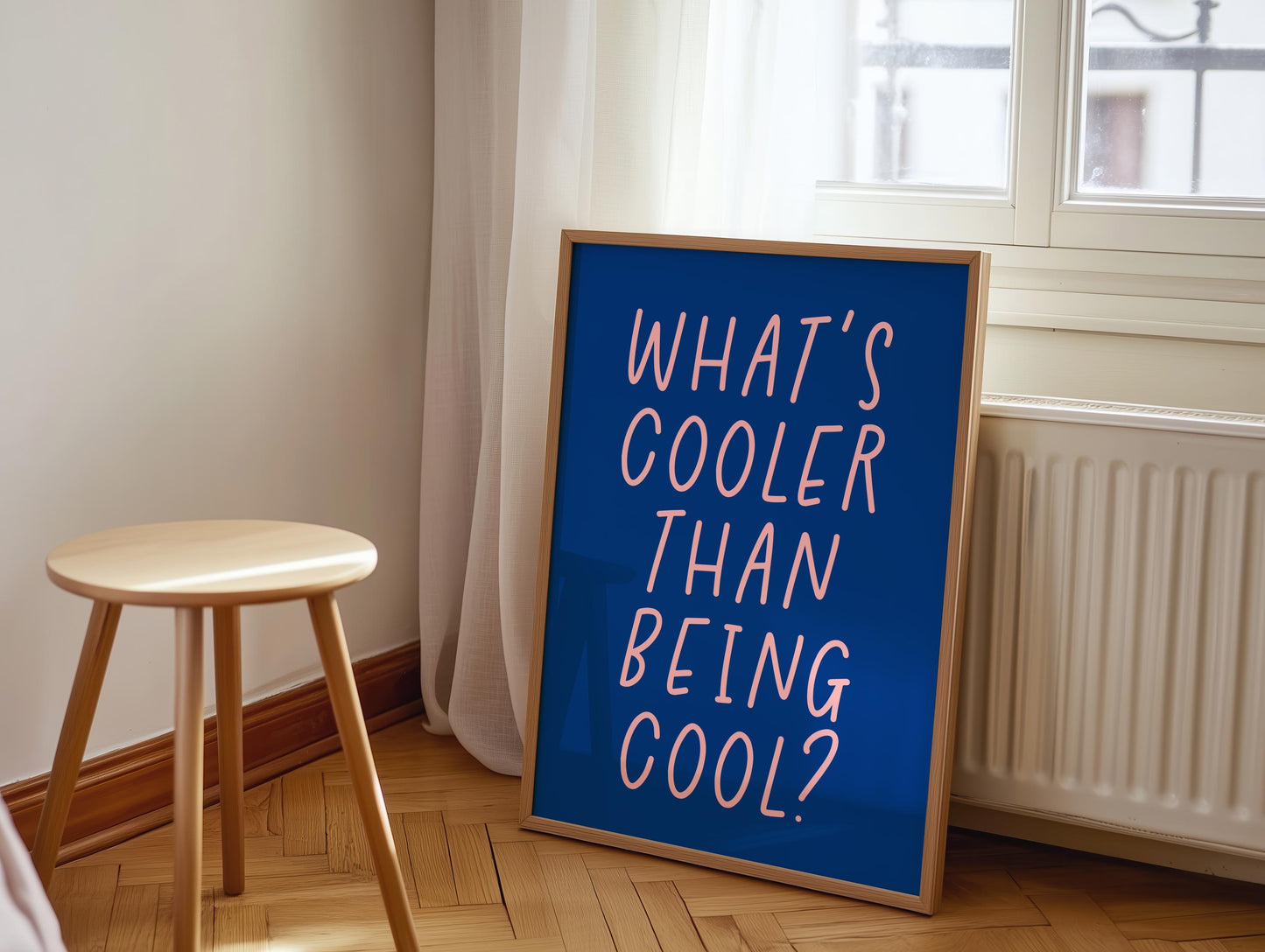 What's Cooler Than Being Cool Electric Blue Print | Fun Lyric Print, Blue and Pink Lyric Art, Playroom Lyric Print, Cool to Be Cool Wall Art