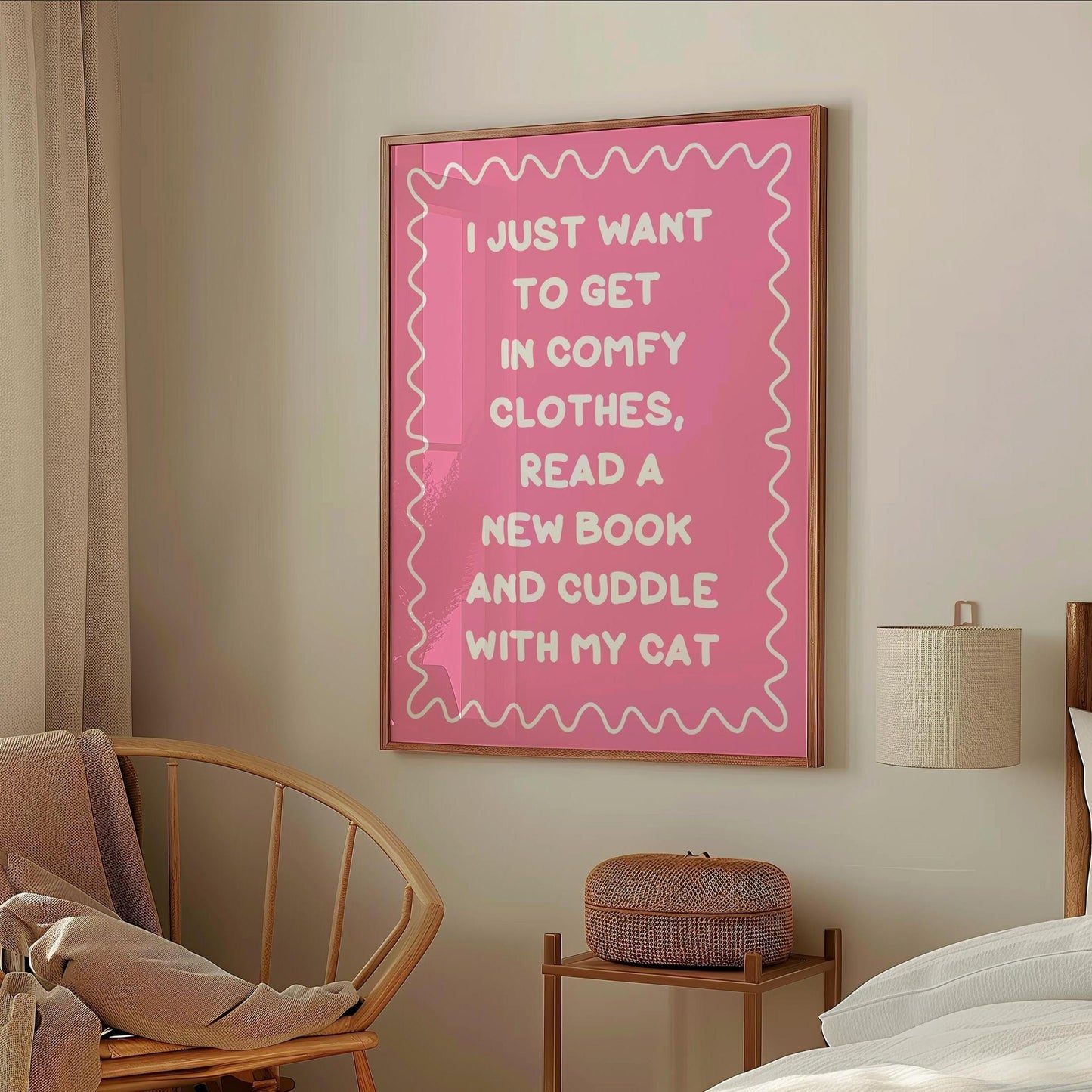 Books and Cats Pink and White Typography Print | Preppy Reading Print, Girly Cat Owner Print, Girly Love To Read Wall Art, Cute Book Prints