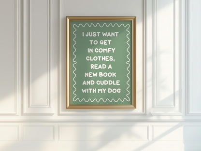 Books and Dogs Sage Green Typography Print | Sage Reading Print, Dog Owner Print, Love To Read Wall Art, Cute Book Print, Reading Corner Art