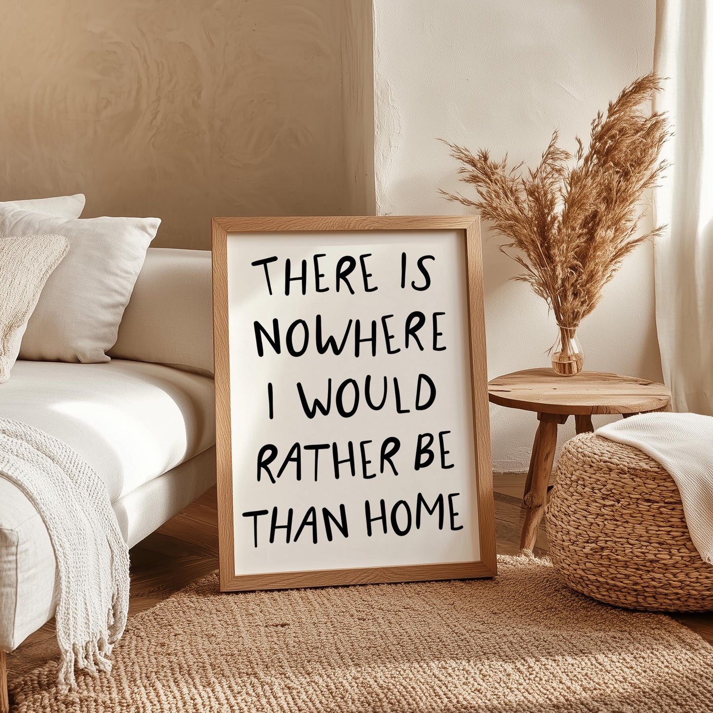 Nowhere I Would Rather Be Print | Rather Be At Home Print, Black and White Preppy Art, Homebody Wall Art, Introvert Wall Art, Home Quote