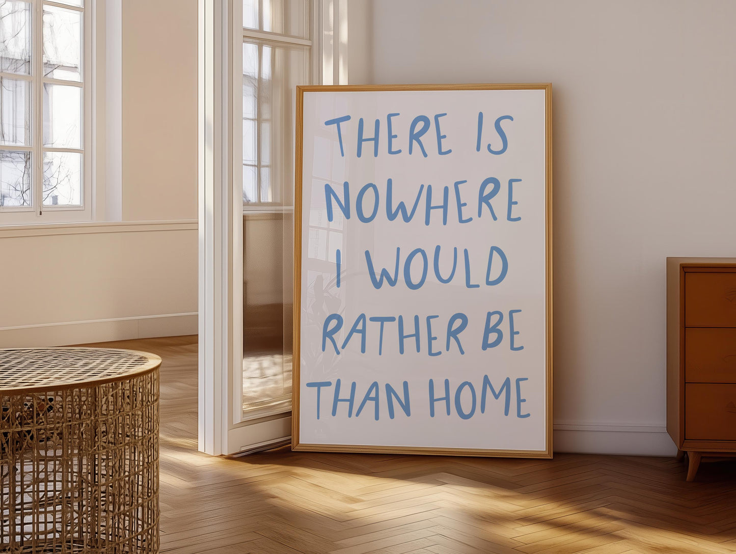 Nowhere I Would Rather Be Print | Rather Be At Home Print, Blue and White Homebody Art, Homebody Wall Art, Introvert Wall Art, Home Quote