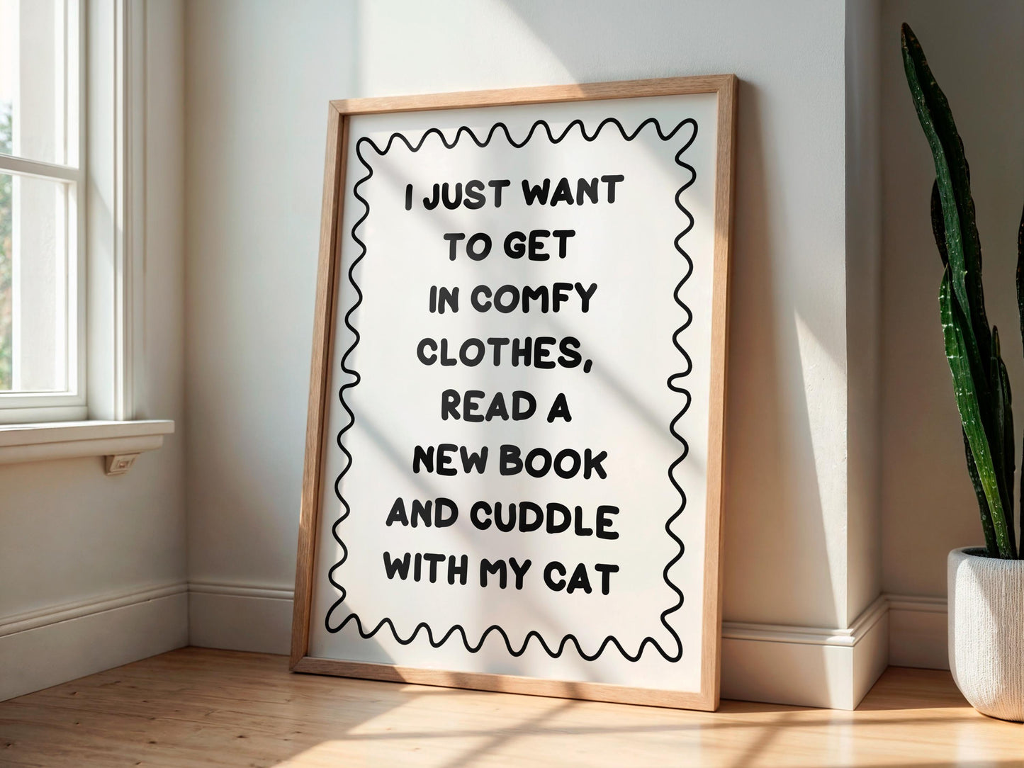 Books and Cats Black and White Typography Print | Cat Owner Print, Book Lover Print, Cuddles Books and Cats Wall Art, Cat Owner Quote Print