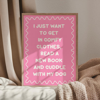 Books and Dogs Pink and White Typography Print | Preppy Reading Print, Girly Dog Owner Print, Girly Love To Read Wall Art, Cute Book Prints