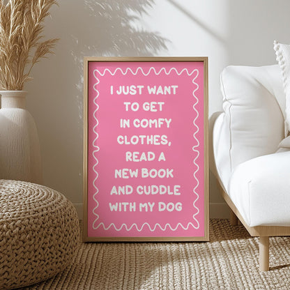 Books and Dogs Pink and White Typography Print | Preppy Reading Print, Girly Dog Owner Print, Girly Love To Read Wall Art, Cute Book Prints