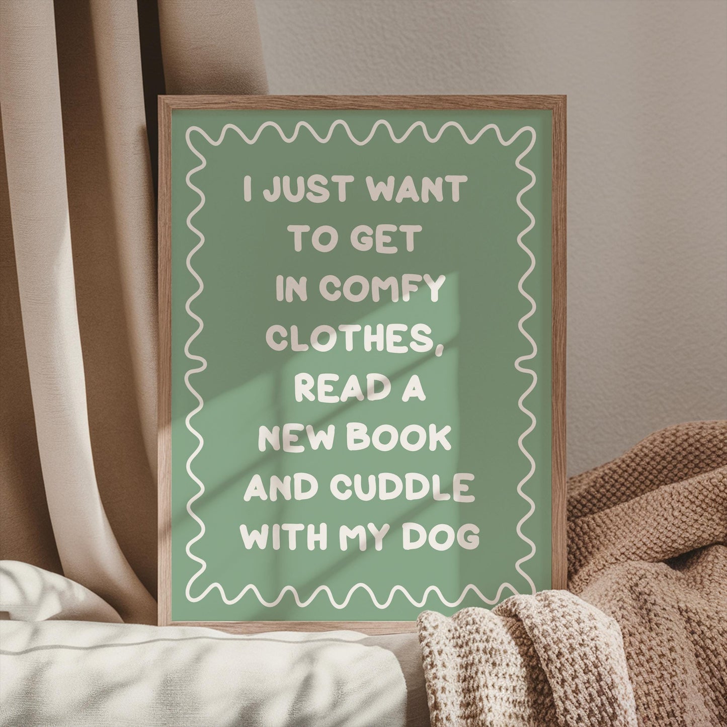 Books and Dogs Sage Green Typography Print | Sage Reading Print, Dog Owner Print, Love To Read Wall Art, Cute Book Print, Reading Corner Art