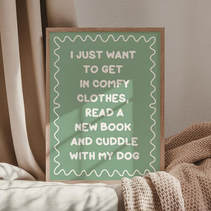 Books and Dogs Sage Green Typography Print | Sage Reading Print, Dog Owner Print, Love To Read Wall Art, Cute Book Print, Reading Corner Art