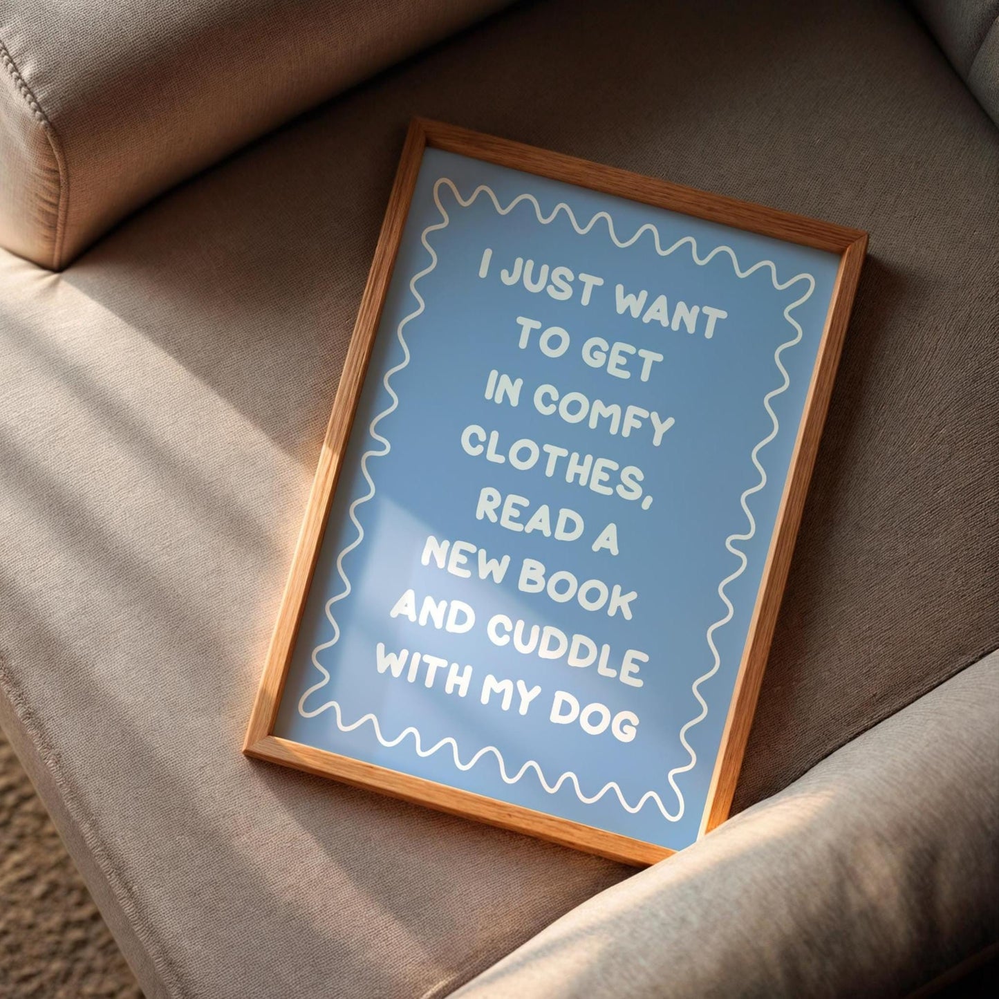 Reading With My Dog Blue Typography Print | Blue Reading Print, Dog Owner Print, Love To Read Wall Art, Cute Book Print, Reading Corner Art