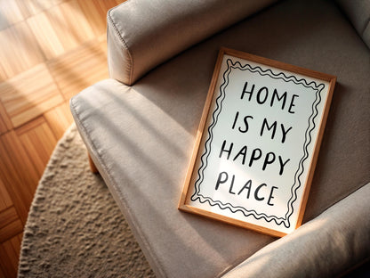 Home Is My Happy Place Wall Art Print Sign | Cosy Wall Art Print, Cosy Introvert Print, Cosy Homebody Print, Simple Typography Get Cosy Sign