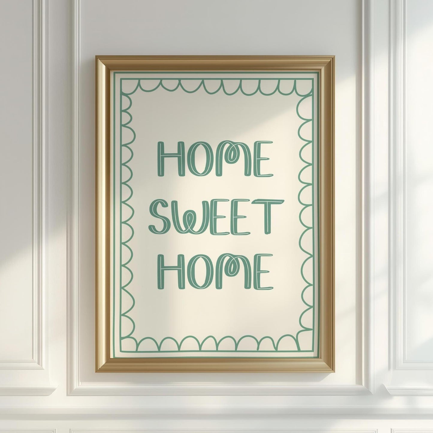 Sage Green and Cream Home Sweet Home Print | Cosy Green Home Print, Lets Get Cosy Sage Wall Art, Sage Green Wall Art, Sage Bedroom Art Print