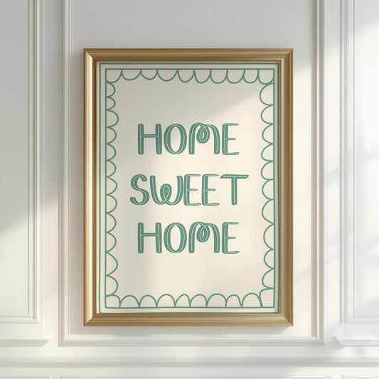 Sage Green and Cream Home Sweet Home Print | Cosy Green Home Print, Lets Get Cosy Sage Wall Art, Sage Green Wall Art, Sage Bedroom Art Print