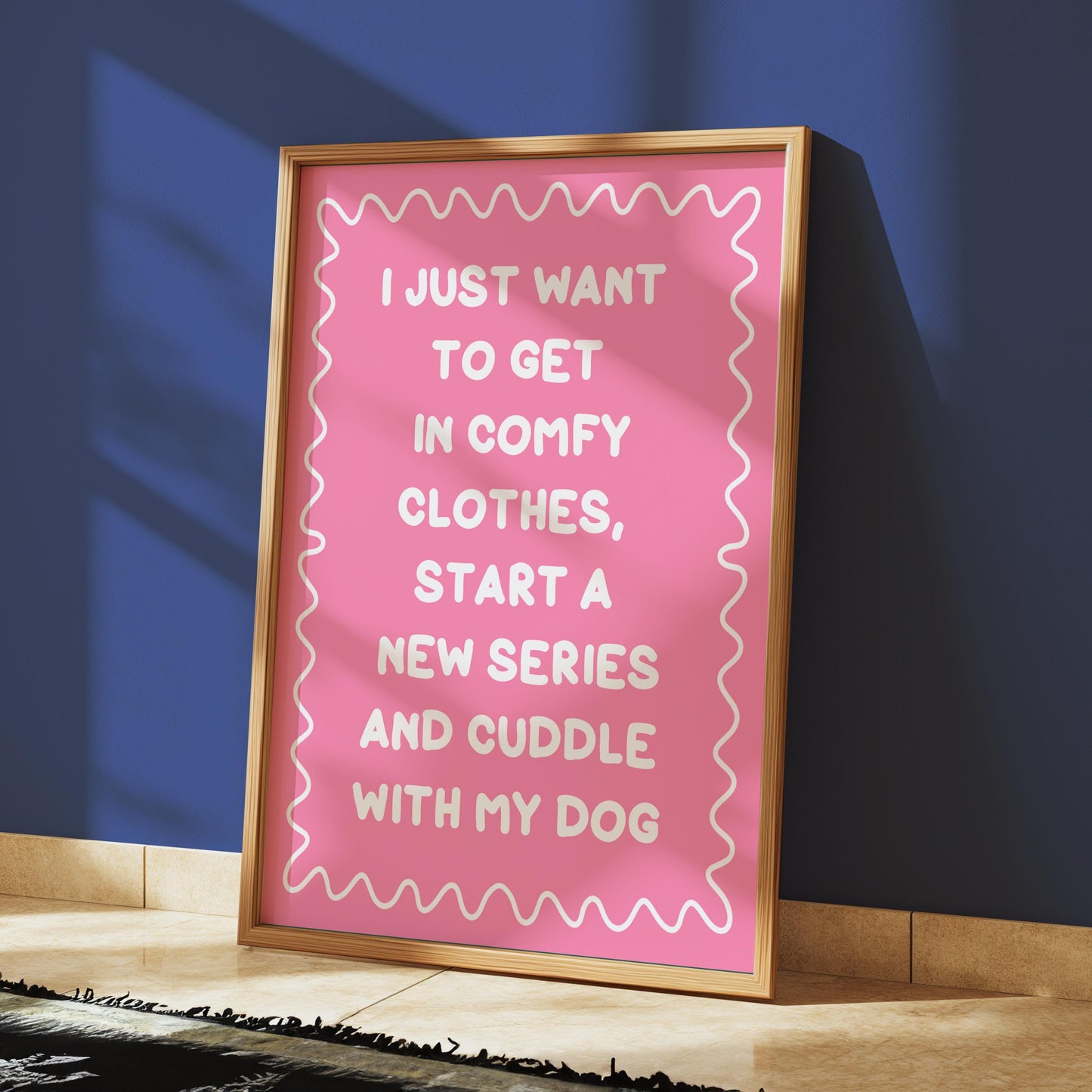 Binge Watching With My Dog Print | Pink Dog Mum Print, Cosy Dog Art, Netflix With My Dog Print, Cosy Girly Print, Girly Wall Art, Girly Art