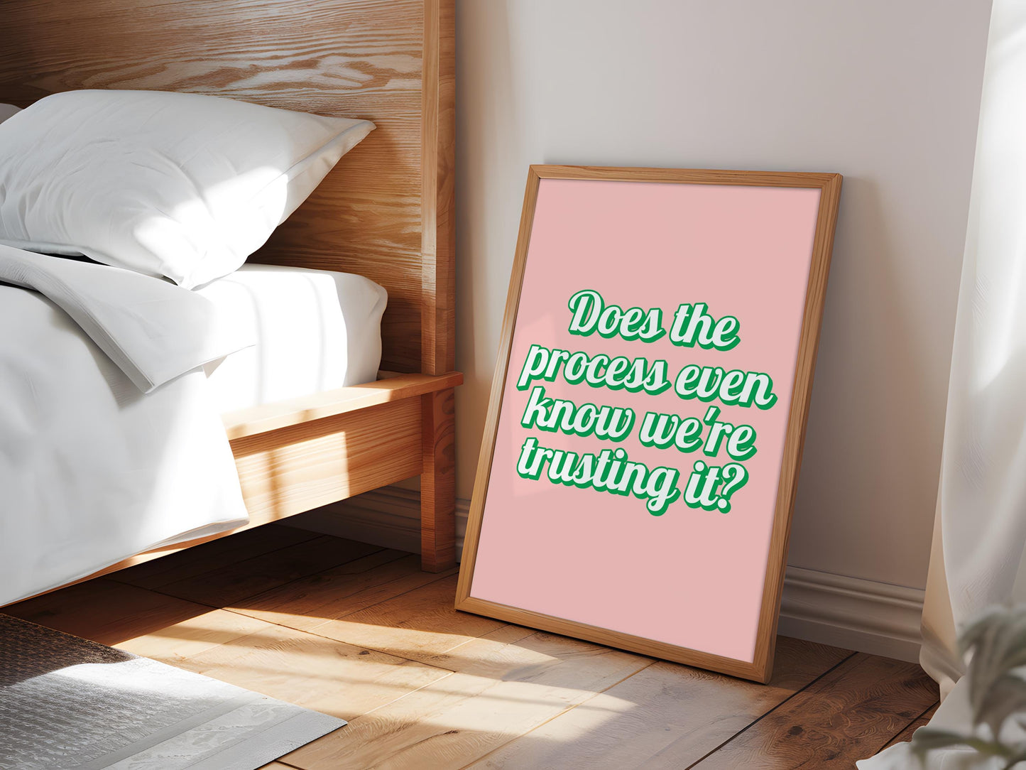 Trust The Process Pink and Green Retro Print | Retro Office Wall Art, Colourful Office Prints, Retro Wall Art for Office Wall, Girly Bedroom