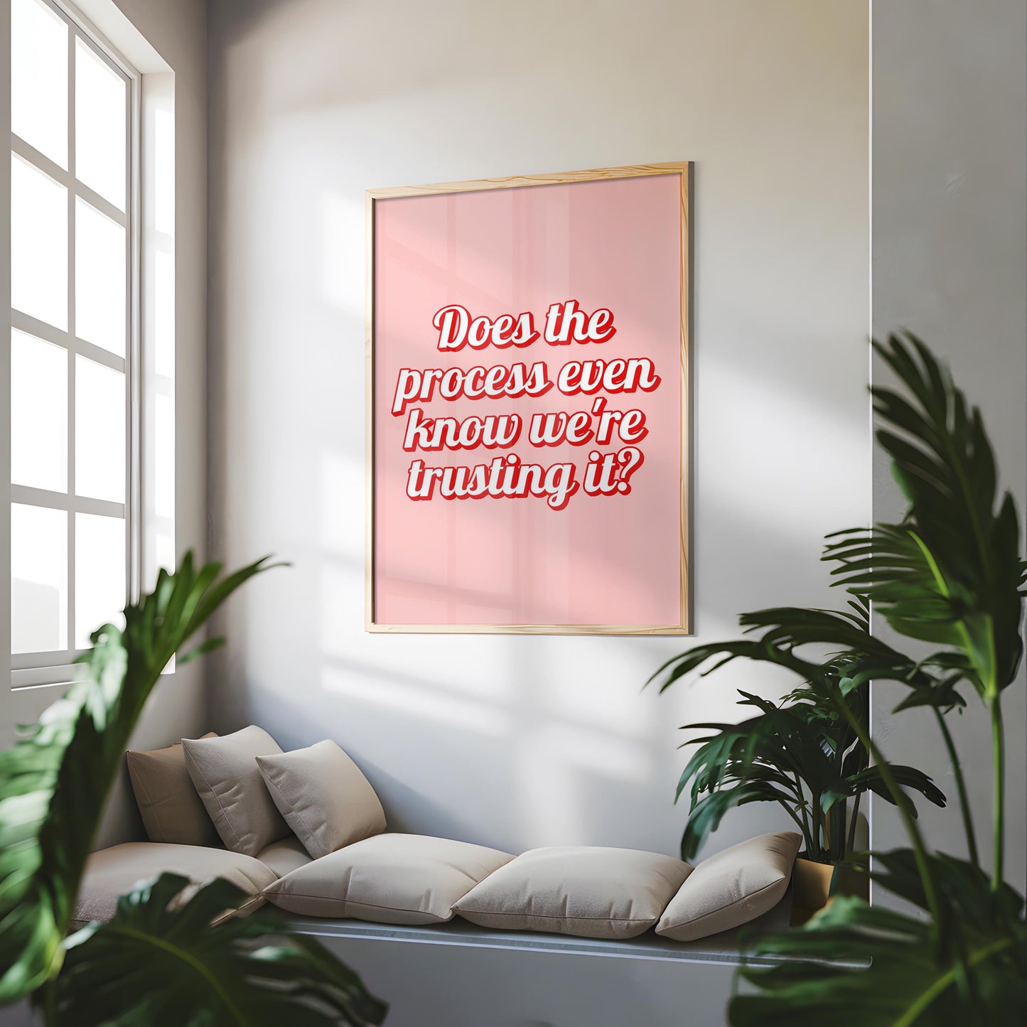 Girly Office Wall Art Print | Trusting The Process Print, Preppy Office Artwork, Preppy Motivational Print, Girly Pink Print for Office Wall