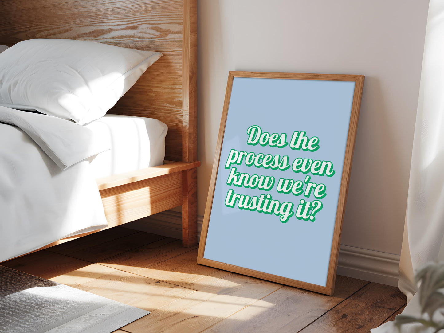 Does The Process Know Print | Retro Green and Blue Print, Colourful Office Art, Colourful Motivational Print, Retro Print, Retro Bedroom Art