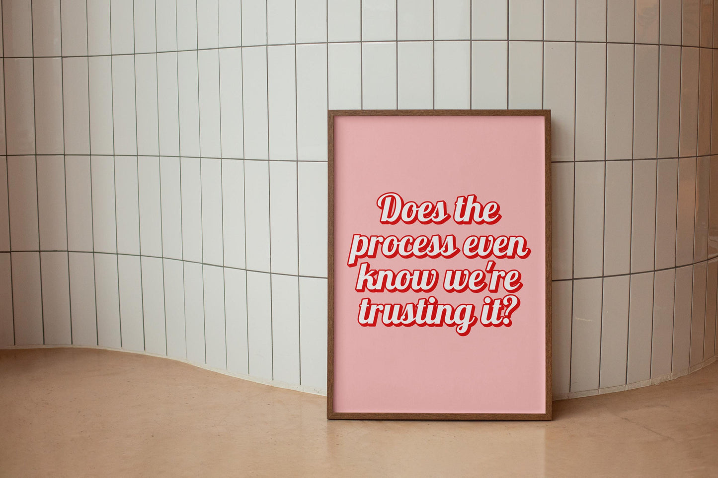 Girly Office Wall Art Print | Trusting The Process Print, Preppy Office Artwork, Preppy Motivational Print, Girly Pink Print for Office Wall