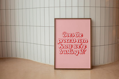 Girly Office Wall Art Print | Trusting The Process Print, Preppy Office Artwork, Preppy Motivational Print, Girly Pink Print for Office Wall
