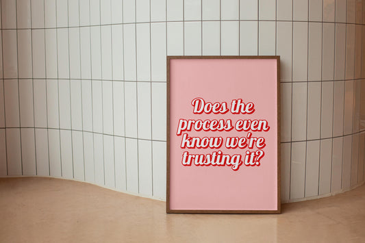 Girly Office Wall Art Print | Trusting The Process Print, Preppy Office Artwork, Preppy Motivational Print, Girly Pink Print for Office Wall