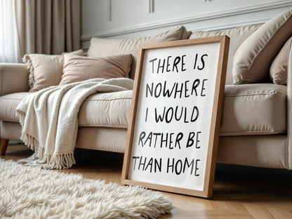 Nowhere I Would Rather Be Print | Rather Be At Home Print, Black and White Preppy Art, Homebody Wall Art, Introvert Wall Art, Home Quote