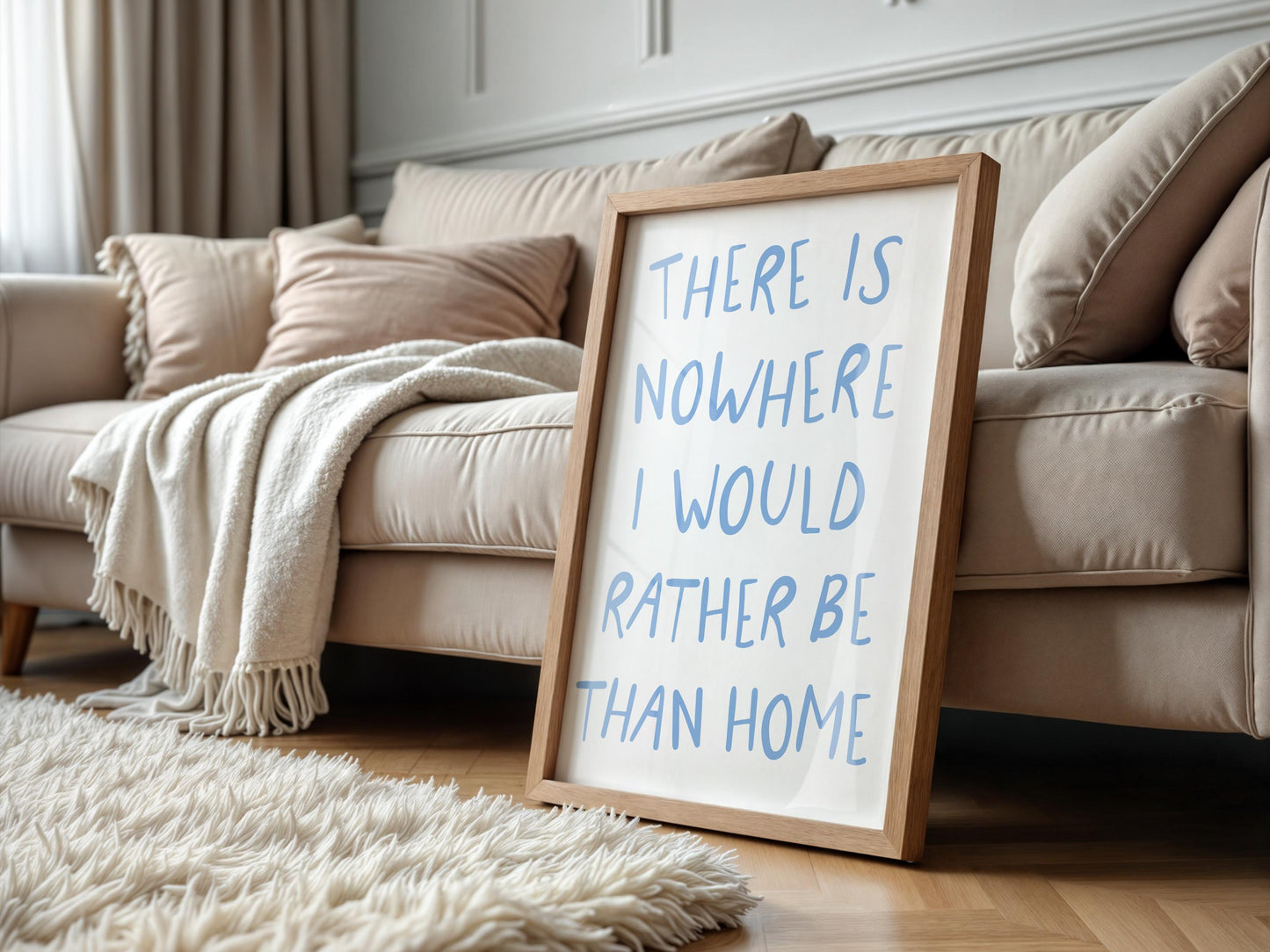 Nowhere I Would Rather Be Print | Rather Be At Home Print, Blue and White Homebody Art, Homebody Wall Art, Introvert Wall Art, Home Quote