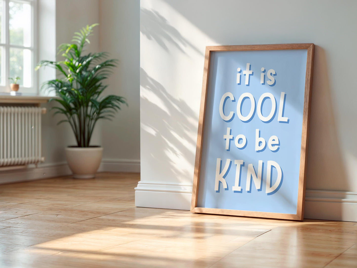 It's Cool To Be Kind Blue Nursery Print | A3 Blue Nursery Poster, Classroom Affirmation Poster, Blue Boys Room Quote, Boys Wall Art Print