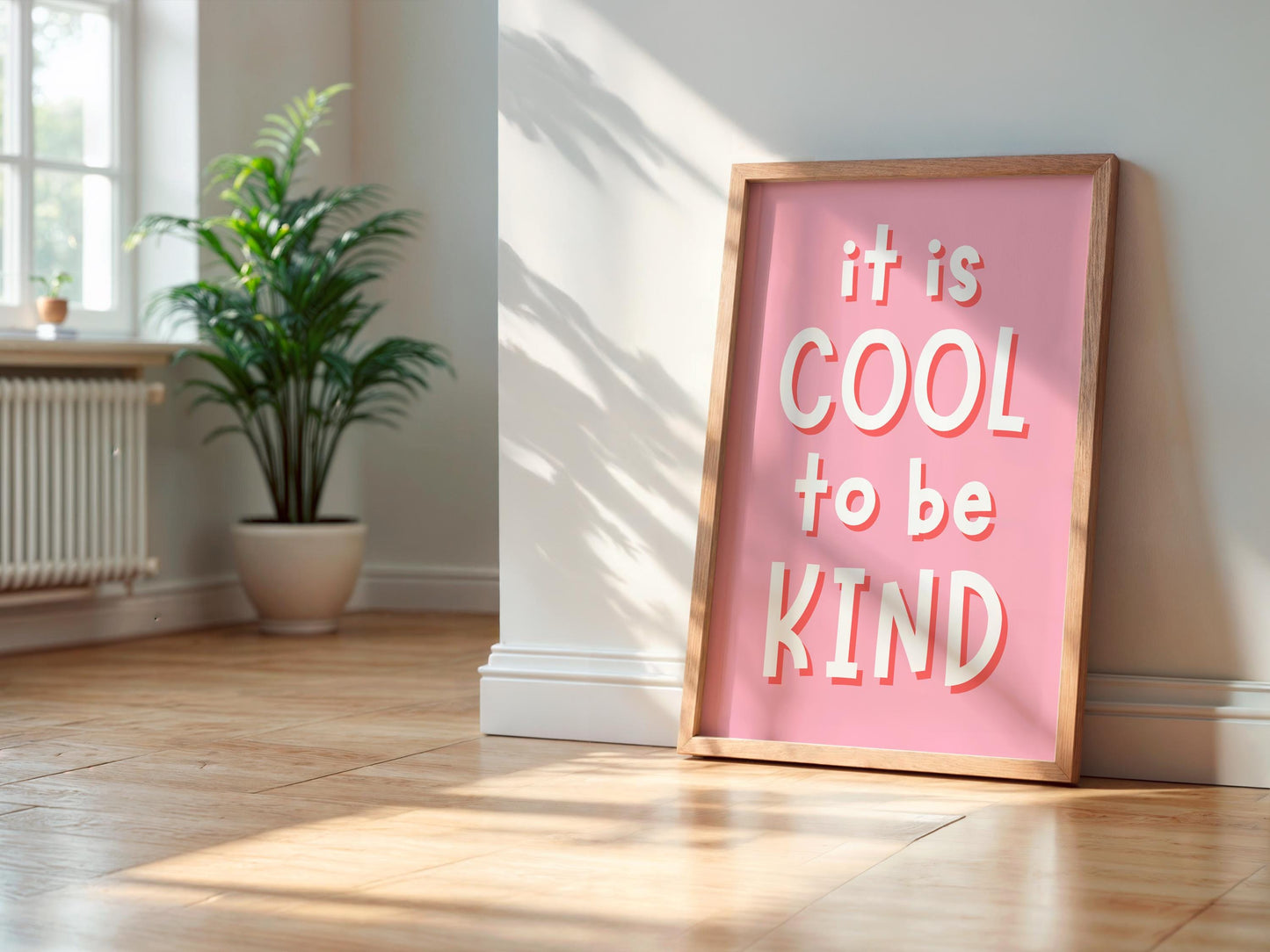 It's Cool To Be Kind Pink Girls Room Print | Pink Art for Toddler Room, Children Affirmation Print,  Girls Bedroom Print, Girly Quotes Pink