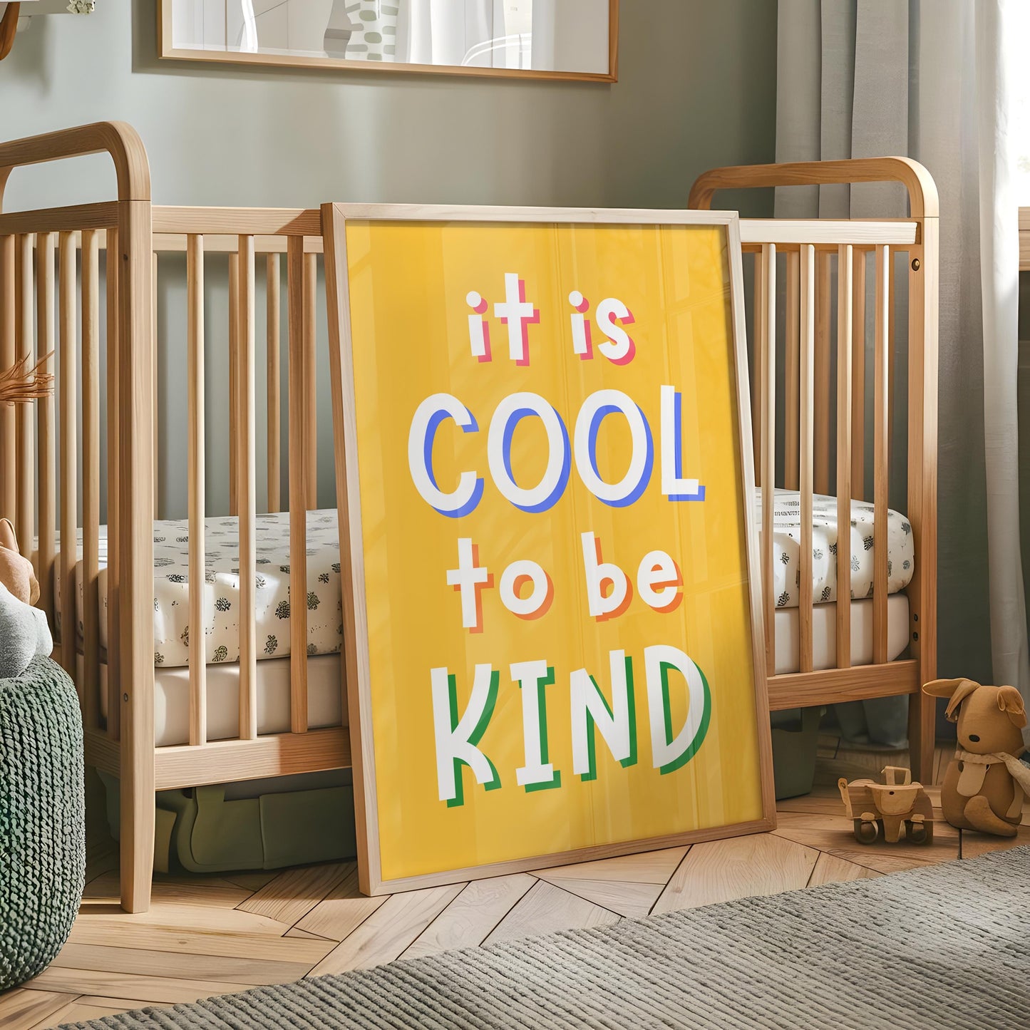 It's Cool To Be Kind Playroom Print | Colourful Classroom Prints, Colourful Playroom Print, Bright Print for Kids Room, Kids Affirmations