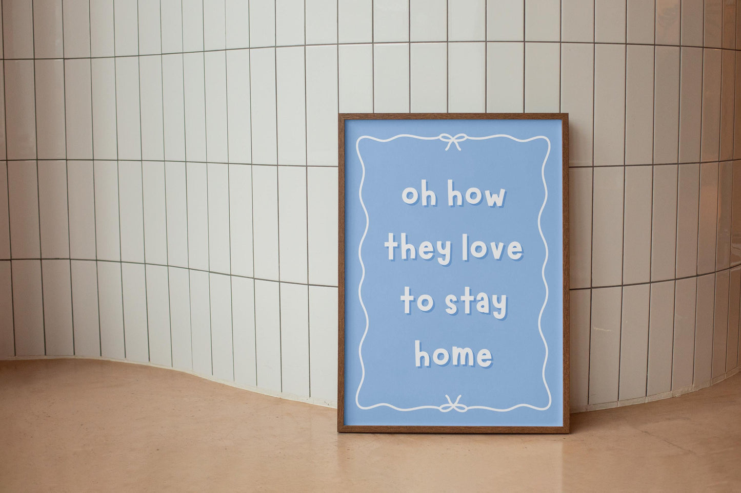 Oh How They Loved To Be Home Print | Dusky Blue Wall Art Print, Blue Introvert Print, Blue Living Room Art, Living Room Wall Art Blue Print