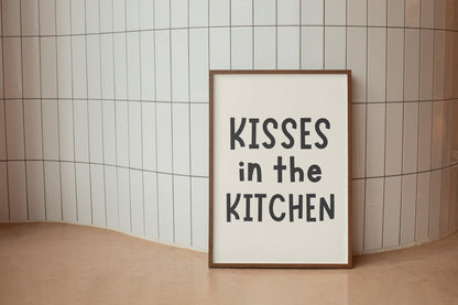 Kisses In The Kitchen Print | A5 A4 A3 Cream Kitchen Posters, Prints for Kitchen, Neutral Kitchen Art, Cute Kitchen Prints, Neutral Kitchen