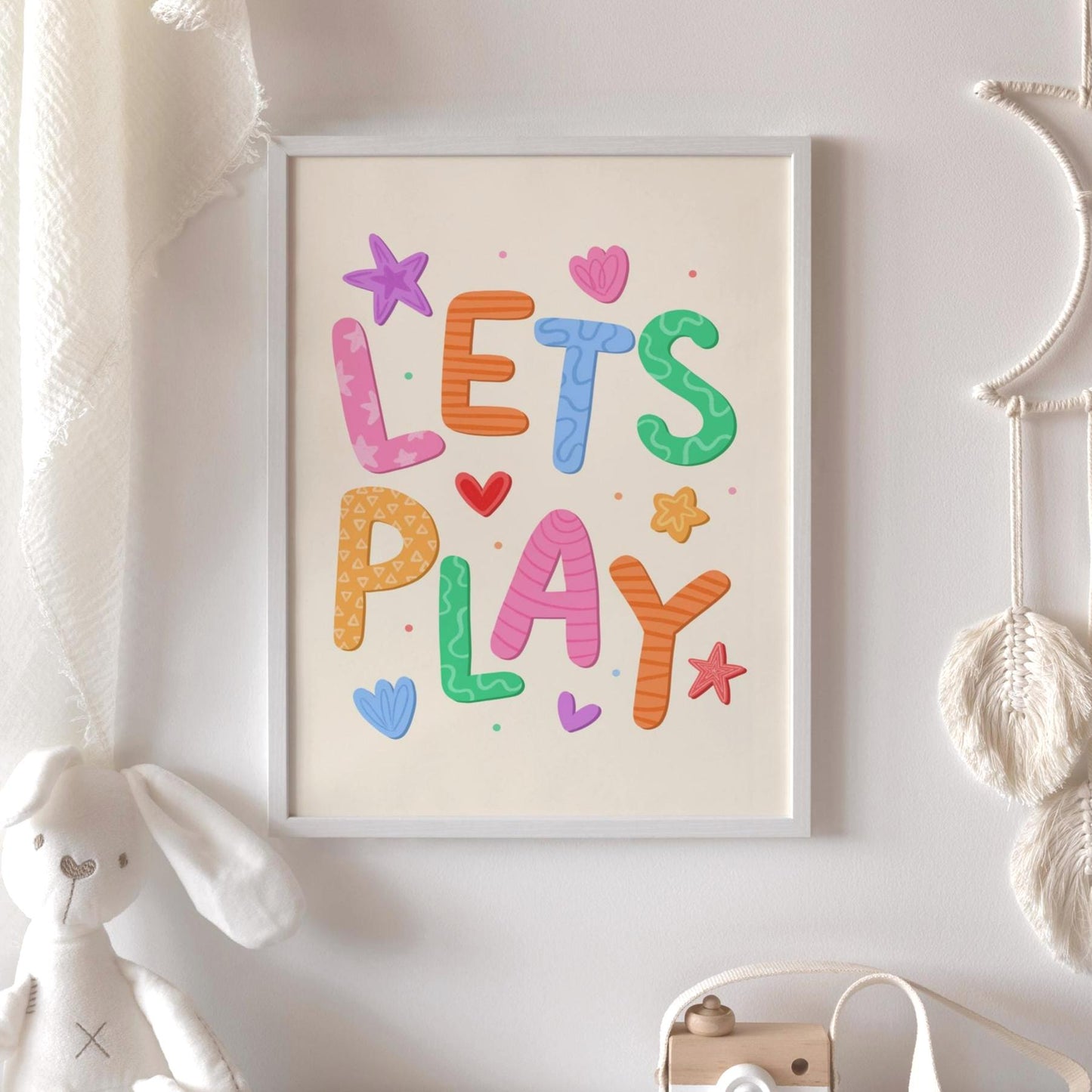 Lets Play Colourful Playroom Art | Quirky Playroom Print, Bright Nursery Print, Fun Play Corner Print, Fun Playroom Print, Fun Nursery Print