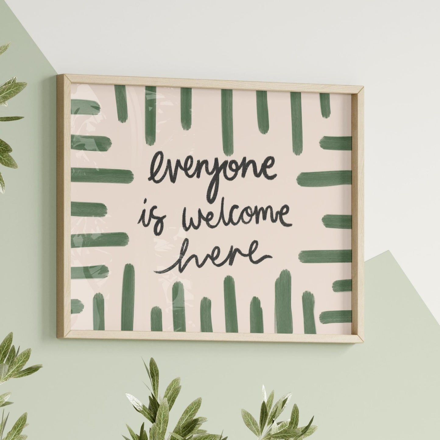 Everyone Is Welcome Here Print | Sage Green Wall Art Prints, Green Decor, Sage Bedroom Art Prints, Sage Green Living Room Art, Sage Green