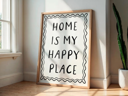 Home Is My Happy Place Wall Art Print Sign | Cosy Wall Art Print, Cosy Introvert Print, Cosy Homebody Print, Simple Typography Get Cosy Sign