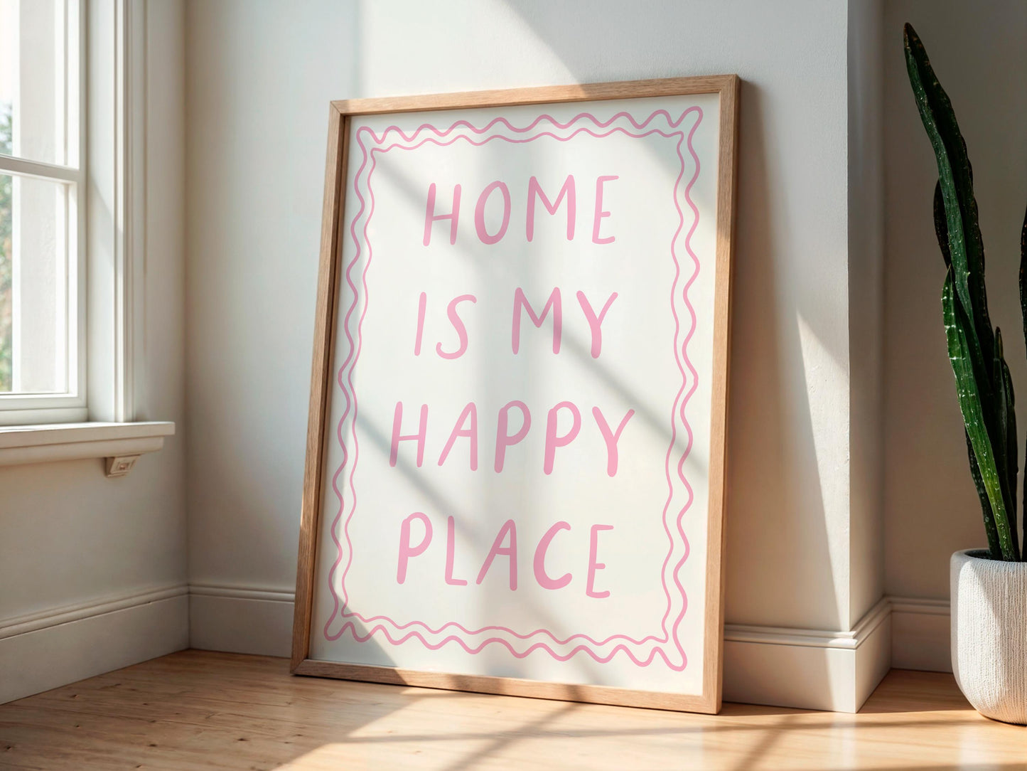 Home Is My Happy Place Wall Art Print Sign | Pink Happy Place Print, Girly Bedroom Print, Preppy Bedroom Print, This Is My Happy Place Art