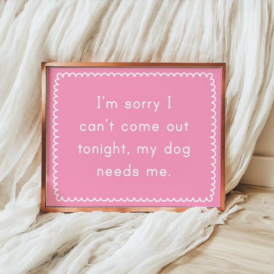 Dog Mum Introvert Print | Funny Girly Dog Owner Print, Girly Dog Prints, Girly Dog Mum Quote, Dog Owner Meme Print, Preppy Dog Art Prints