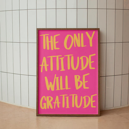 Bold Pink and Orange Gratitude Wall Art Print | Hot Pink Wall Art, Bright Colourful Dopamine Print, Colourful Gratitude Print, Positive Art