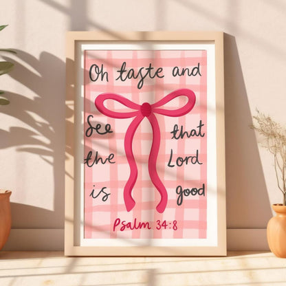 Preppy Psalm Print, Girly Faith Print, Girly Christian Wall Art, Girly Scripture Print, Pink Preppy Bible Verse Print, Cute Pink Jesus Print
