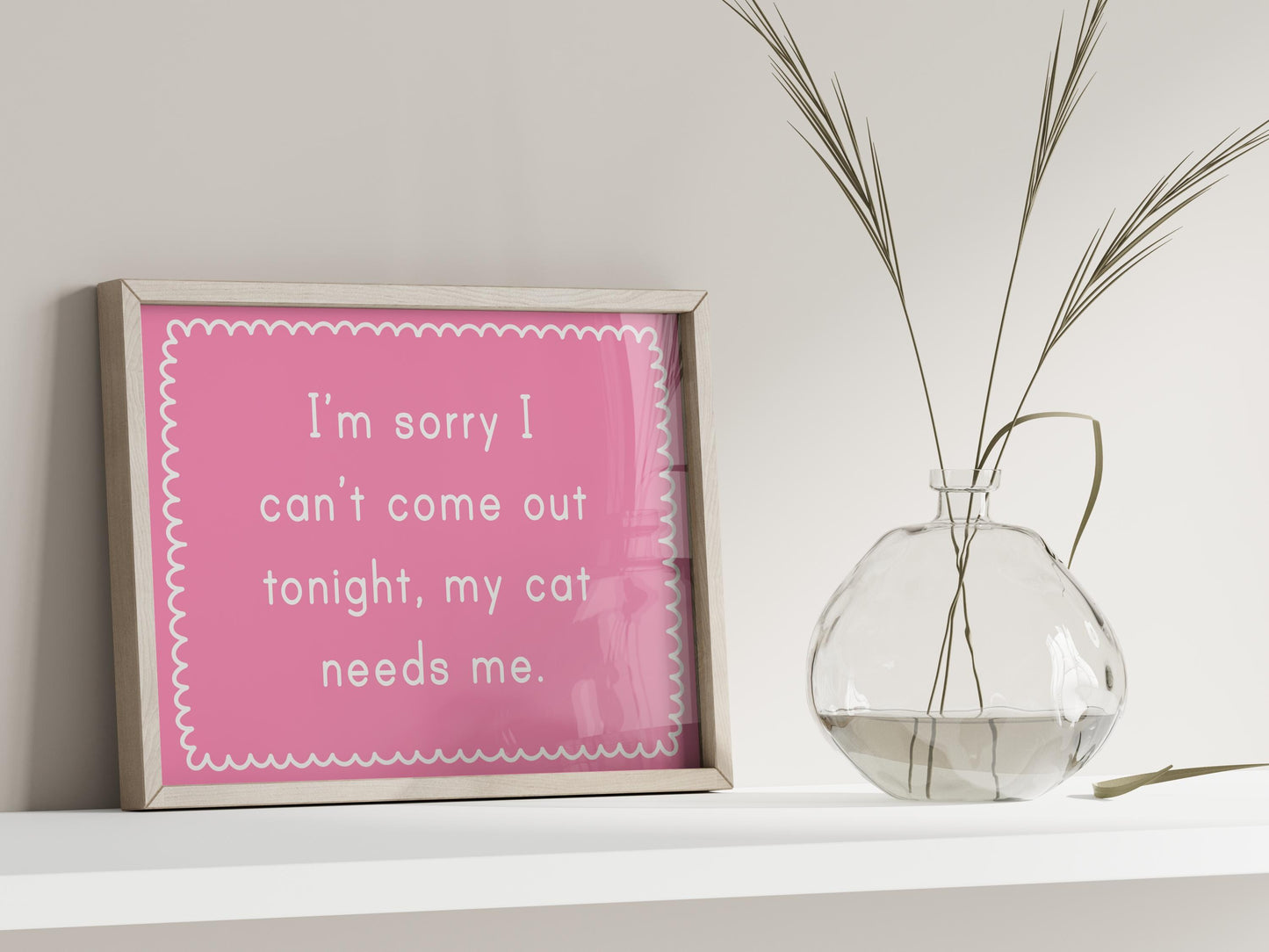 Cat Mum Wall Art Print | Cat Mum Introvert Print, Stay Home With My Cat Print, Cats Over People Print, Girly Cat Lover Wall Art Print Funny