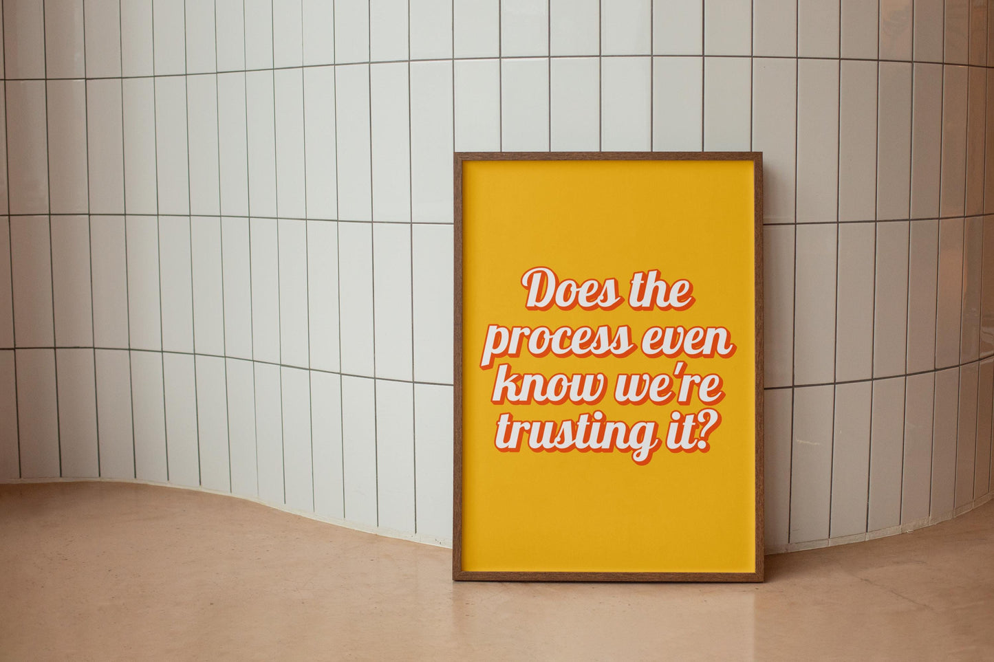 Bright Yellow and Orange Trust The Process Print | Vibrant Office Print, Office Pop of Colour Print, Retro Colourful Art, Work Hard Colorful