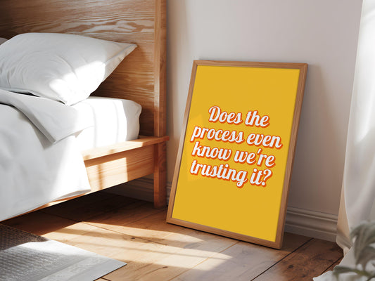 Bright Yellow and Orange Trust The Process Print | Vibrant Office Print, Office Pop of Colour Print, Retro Colourful Art, Work Hard Colorful