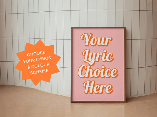 Custom Song Lyrics Print | Music Poster, Wedding Song Gift, A4 A3 or Digital, Choose your own Colour and Lyrics, Custom Wall Art Print