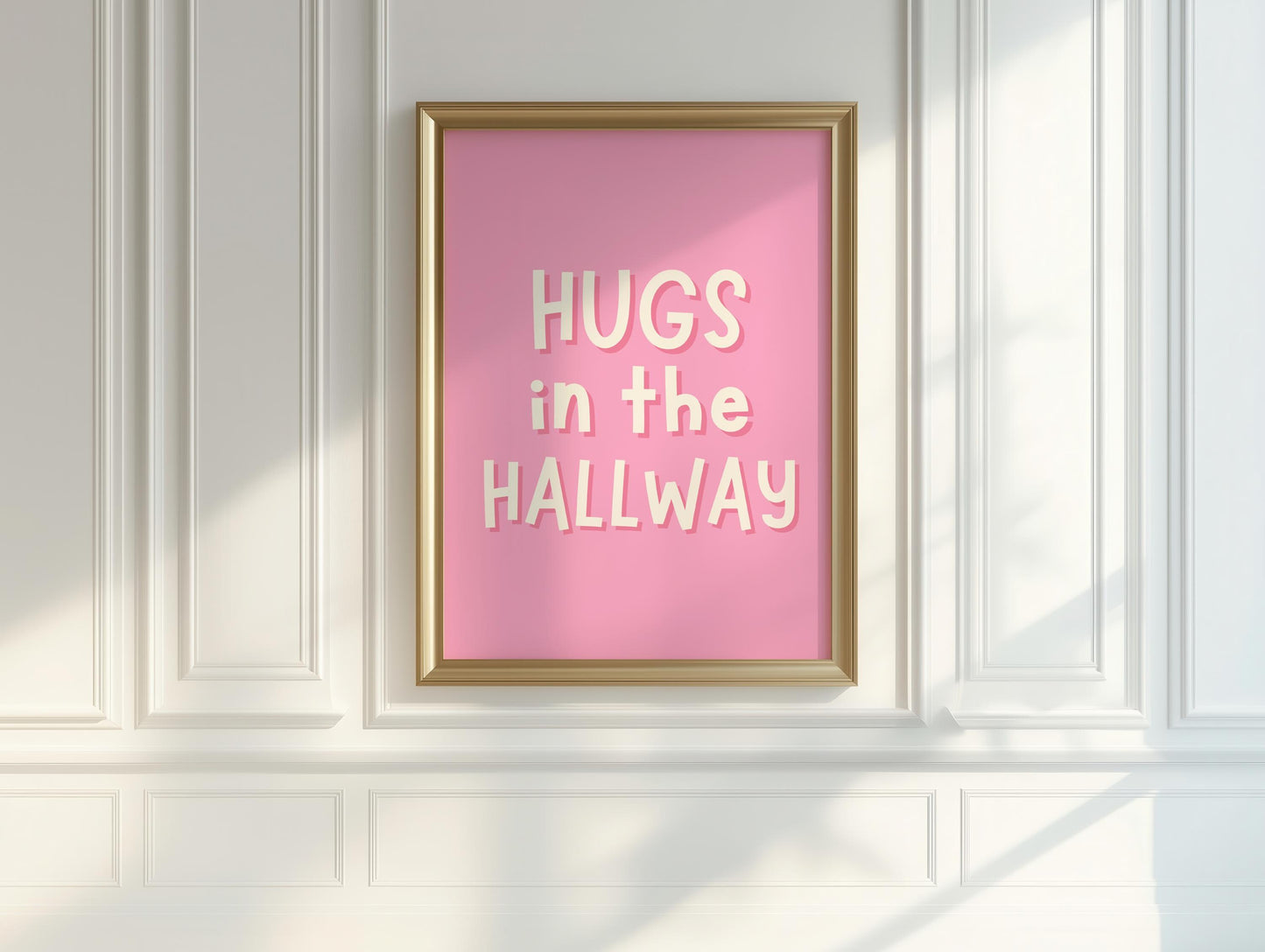 Hugs In The Hallway Pink Welcome Print A3 A4 A5 | Girly Welcome Sign, Preppy Hallway Print, Welcome Sign for Girly Apartment, Girly Prints