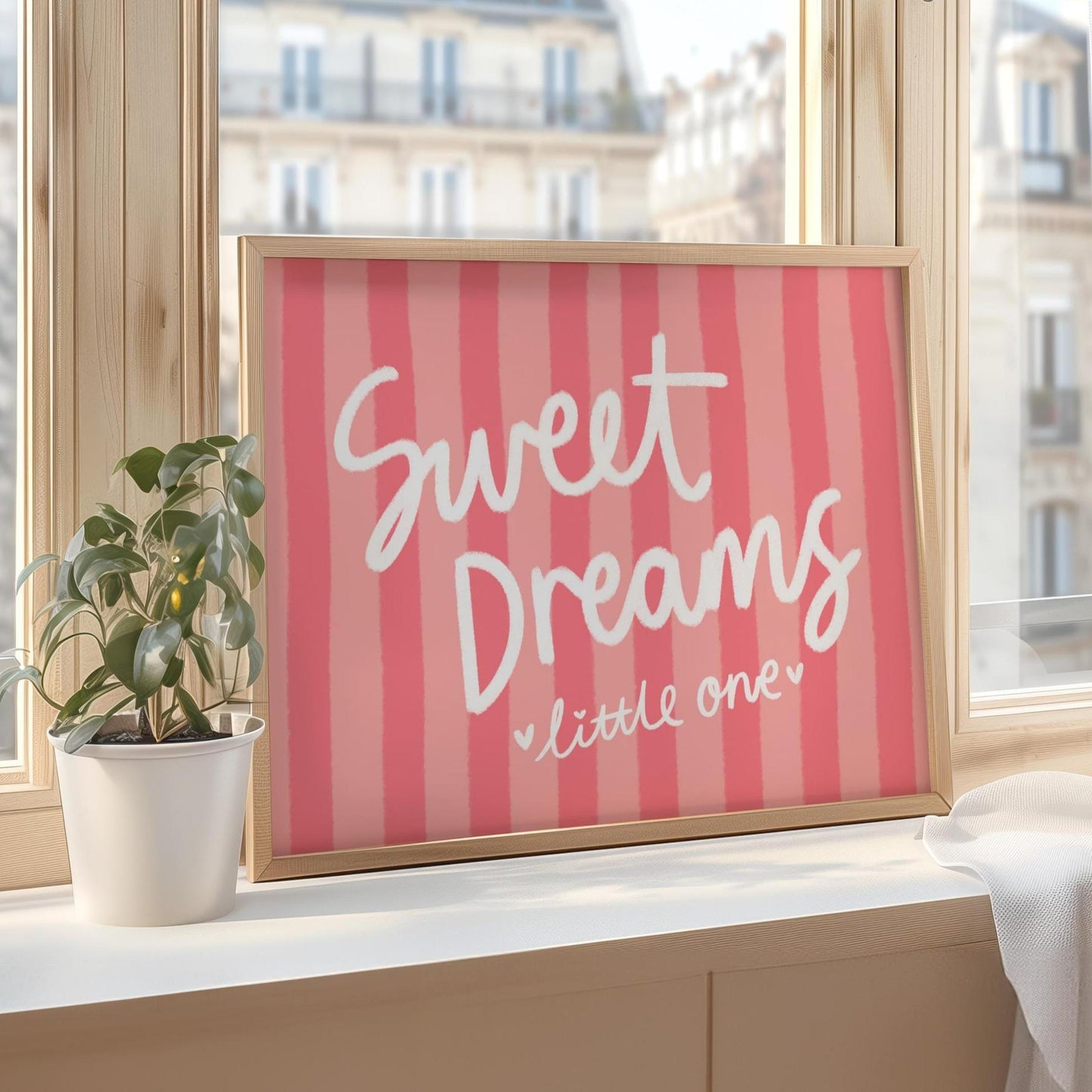 Sweet Dreams Baby Girl Print | Baby Girl Nursery Print, Girl Nursery Print, Pink Nursery Wall Art, Sweet Dreams Print, Cute Nursery Print