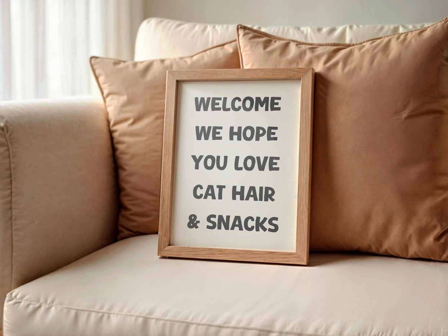 We Hope You Love Cat Hair And Snacks Print | Fun Welcome Print, Hallway Print Cat Quote, Guests Approved By Cat, Cat Hair Glitter Quote Art