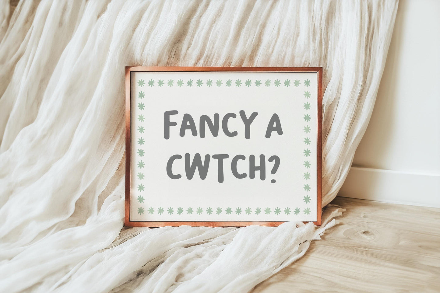 Fancy a Cwtch Wall Art Print | Sage Green Welsh Print, Proud To Be Welsh Print, Cwtch Over Cuddle Art, Cwtch Definition Sign, Cwtching Quote