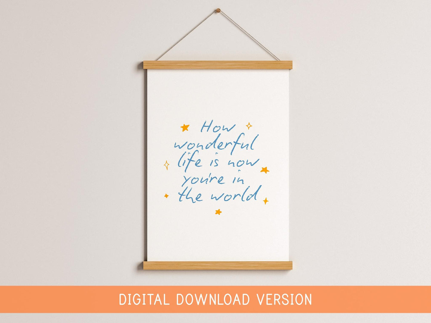 Printable Baby Boy Nursery Sign DIGITAL DOWNLOAD | Print Your Own Nursery Prints, How Wonderful Life Is Blue Nursery Print, Blue Nursery Art