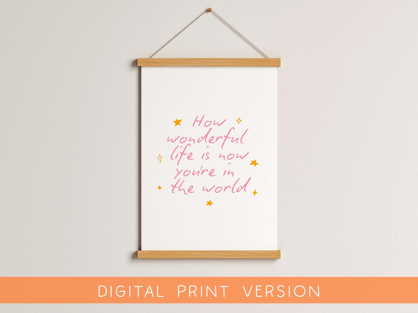 Printable Baby Girl Nursery Sign DIGITAL DOWNLOAD | Print Your Own Nursery Print, How Wonderful Life Is Pink Nursery Print, Pink Nursery Art