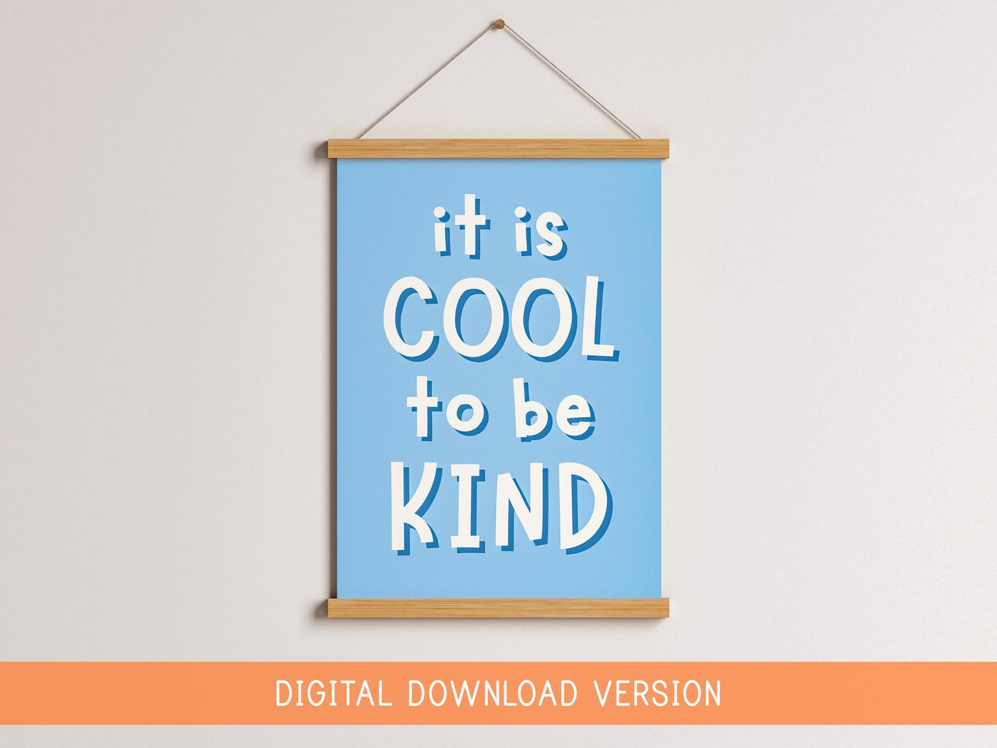 Printable Boys Bedroom Print | Cool To Be Kind Printable, Blue Playroom Digital Prints, Boys Room Wall Art Printable, For Boys Bedroom Wall
